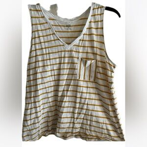 Ana Brand Yellow Striped Tank Top with Pocket. XL